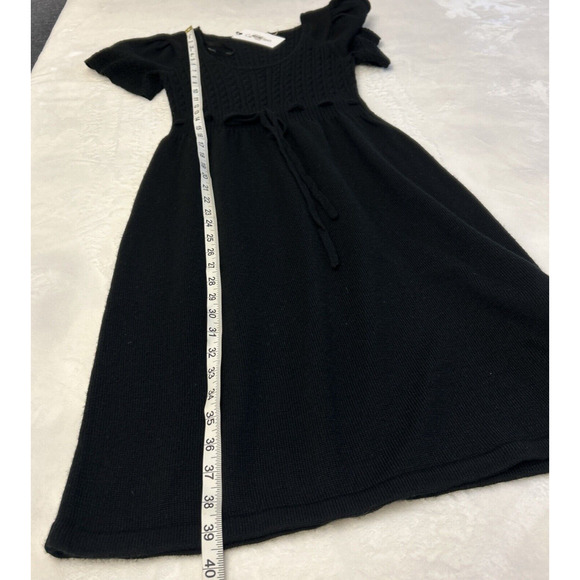 Calvin Klein Sweater Dress Wool Blend Women's Sz S Black Short Sleeve Tie Waist - Picture 4 of 7